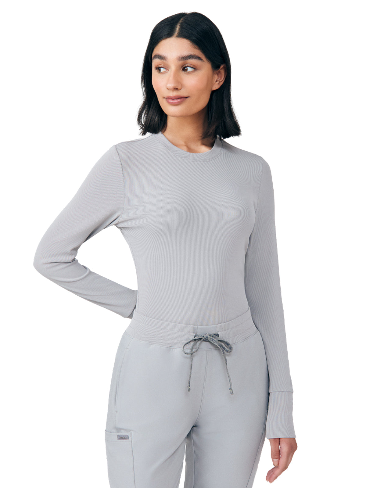 Women's One-Pocket Long-Sleeve Crew Neck Underscrub Tee - LT103 - Gray