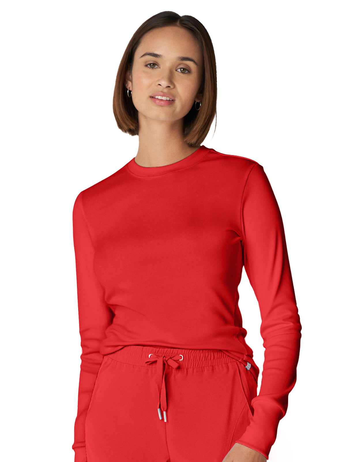 Women's One-Pocket Long-Sleeve Crew Neck Underscrub Tee - LT103 - Red