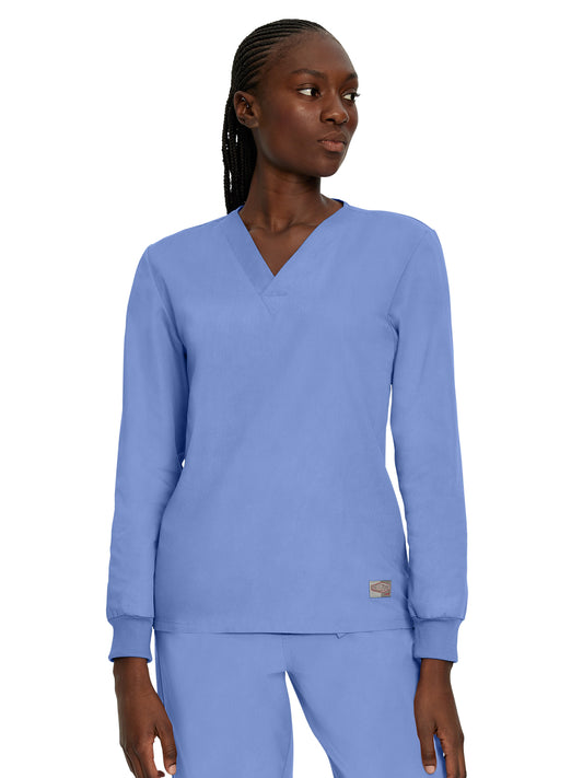 Unisex No-Pocket Crossover V-Neck Long-Sleeve Top - LT104 - Ceil