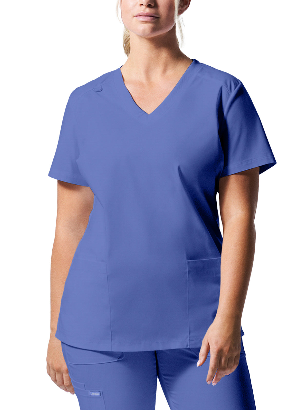 Women's Three-Pocket V-Neck Top - LT105 - Ceil