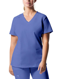 Women's Three-Pocket V-Neck Top - LT105 - Ceil
