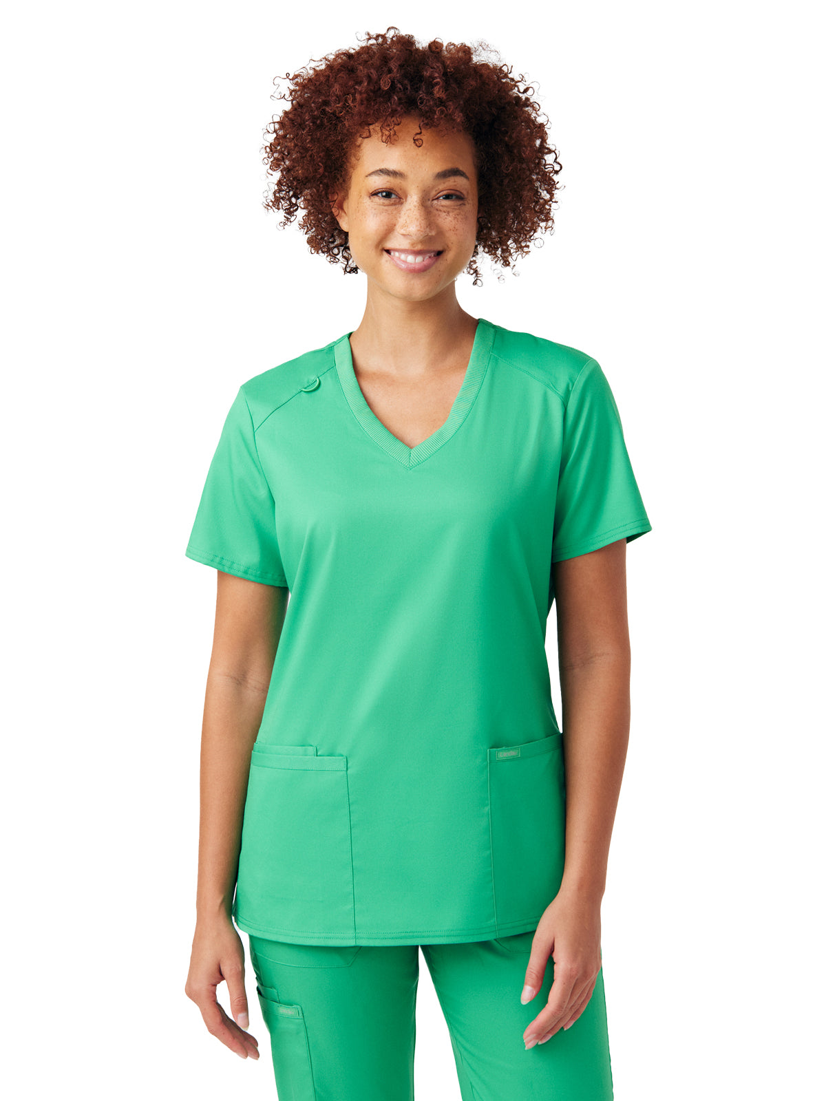 Women's Three-Pocket V-Neck Top - LT105 - Cool Mint