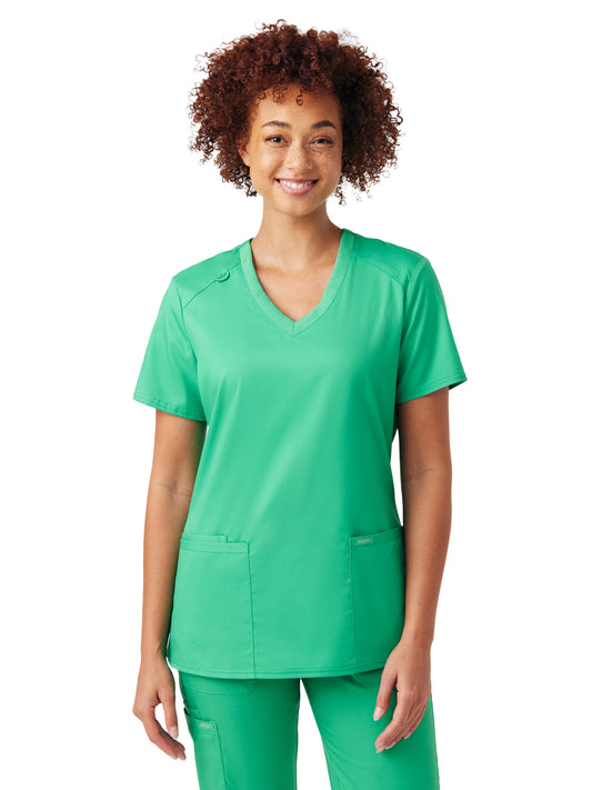 Women's Three-Pocket V-Neck Top - LT105 - Cool Mint
