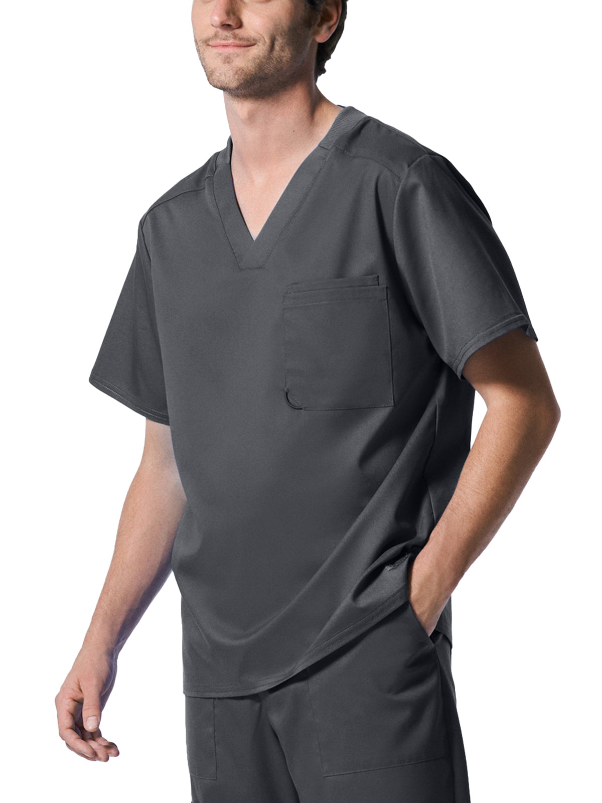 Men's Two-Pocket Tuckable V-Neck Top - LT108 - Graphite