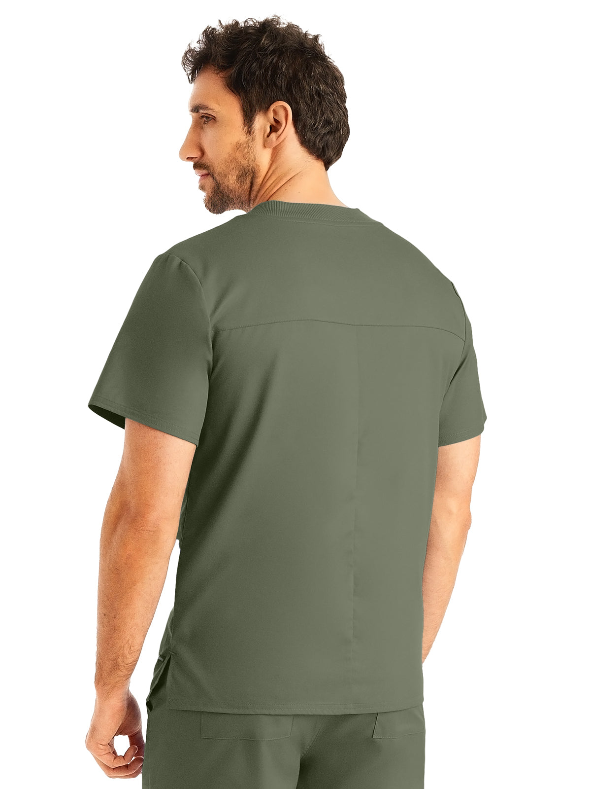 Men's 2-Pocket Tuckable V-Neck Scrub Top - LT108 - Olive Moss