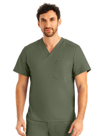 Men's Two-Pocket Tuckable V-Neck Top - LT108 - Olive Moss