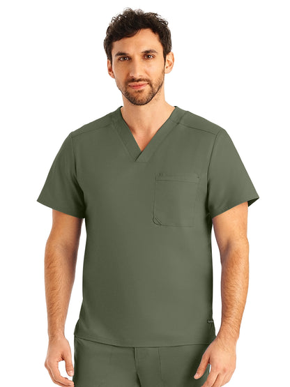 Men's Two-Pocket Tuckable V-Neck Top - LT108 - Olive Moss