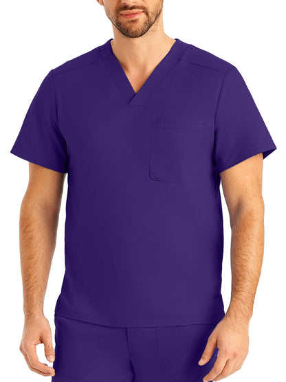 Men's Two-Pocket Tuckable V-Neck Top - LT108 - Grape