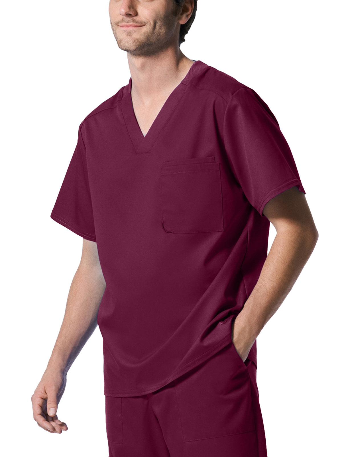 Men's 2-Pocket Tuckable V-Neck Top - LT108 - Wine