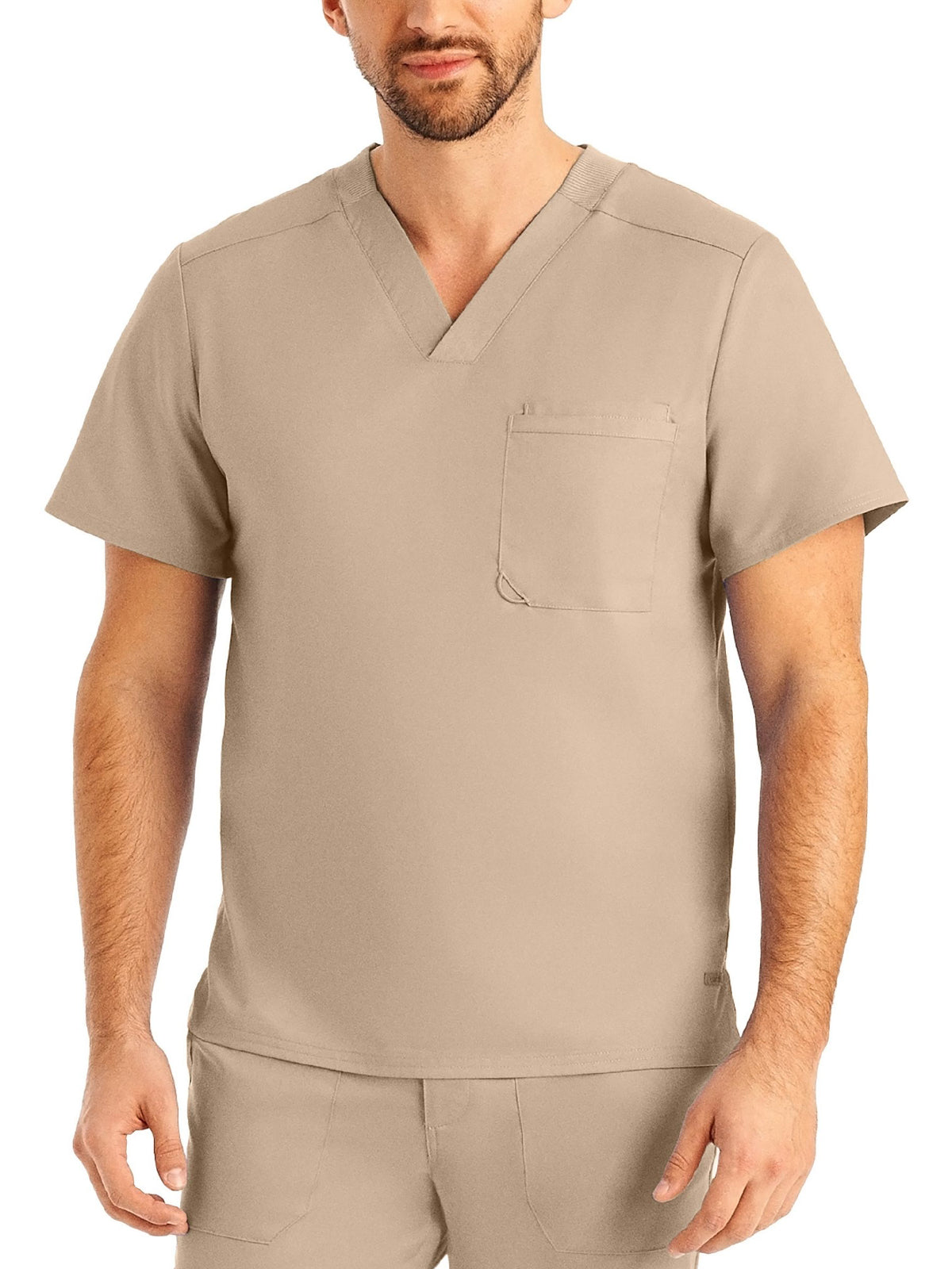 Men's Two-Pocket Tuckable V-Neck Top - LT108 - Sandstone