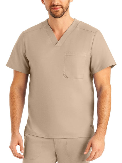 Men's Two-Pocket Tuckable V-Neck Top - LT108 - Sandstone