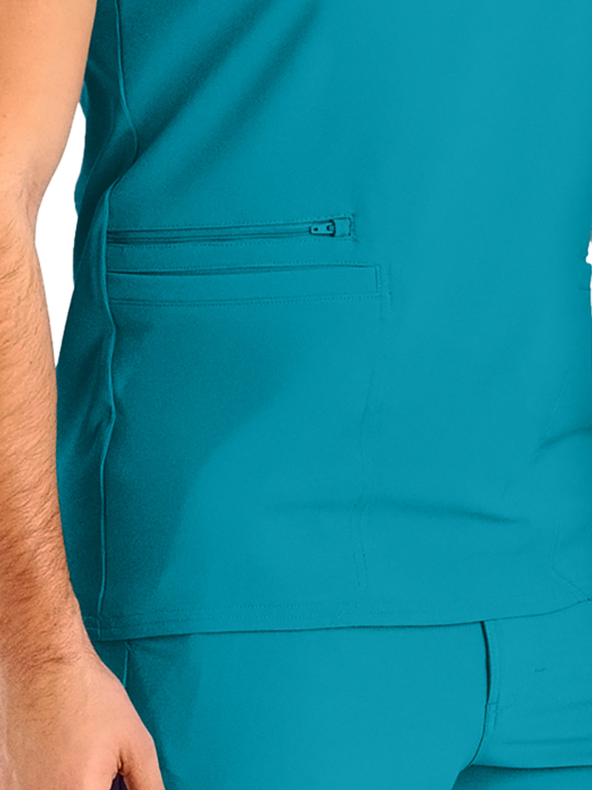 Men's 4-Pocket Back Yoke V-Neck Scrub Top - LT110 - Teal