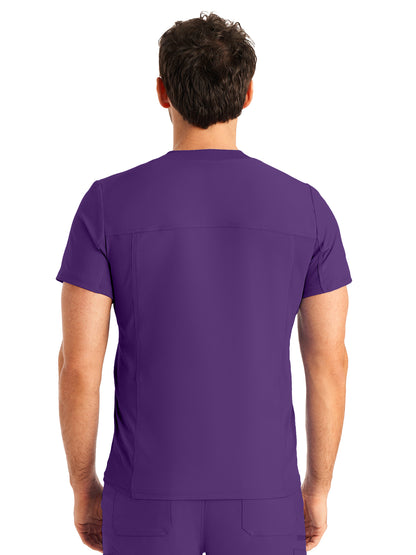 Men's 2-Pocket Tuckable V-Neck Scrub Top - LT111 - Eggplant