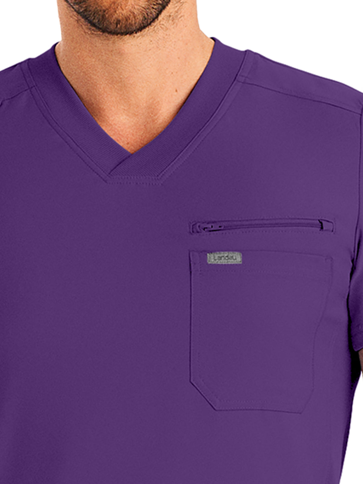 Men's 2-Pocket Tuckable V-Neck Scrub Top - LT111 - Eggplant