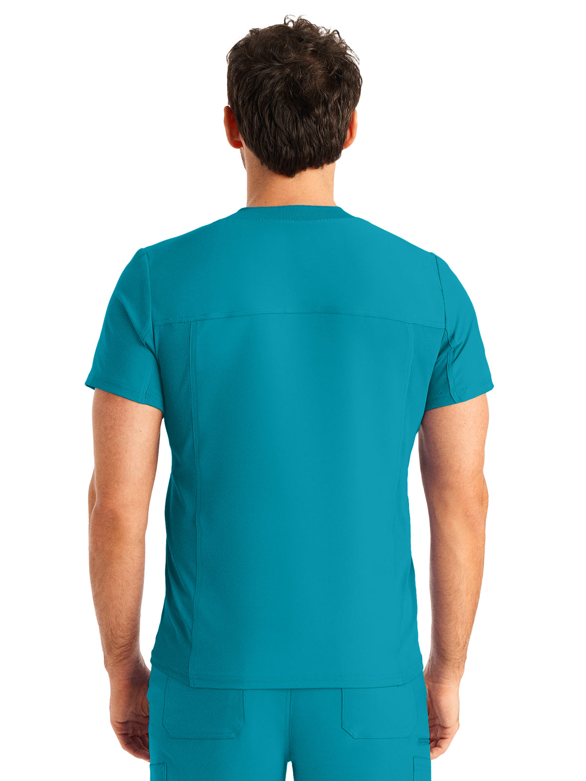 Men's 2-Pocket Tuckable V-Neck Scrub Top - LT111 - Teal