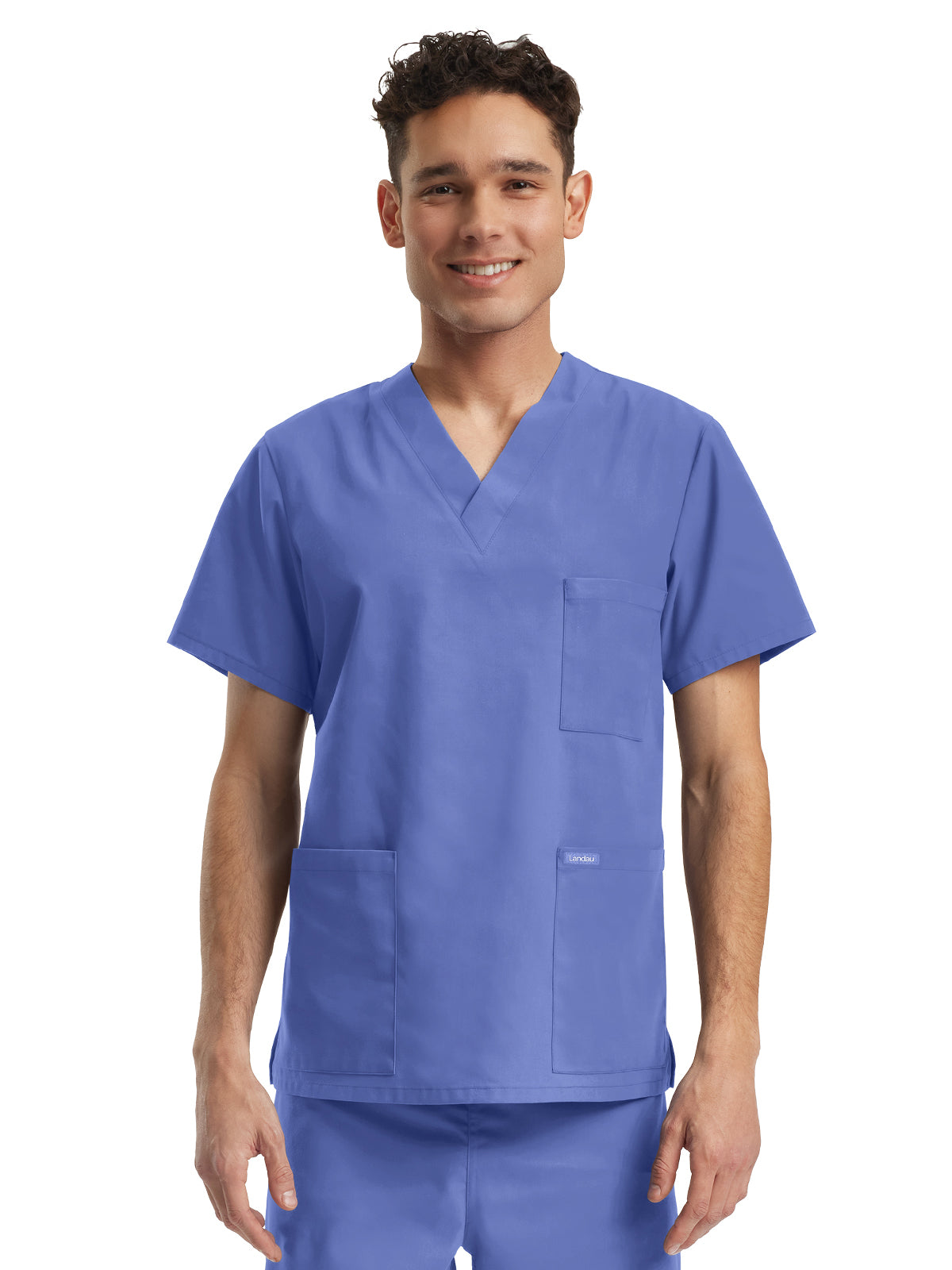 Unisex Three-Pocket V-Neck Top - LT121 - Ceil Blue