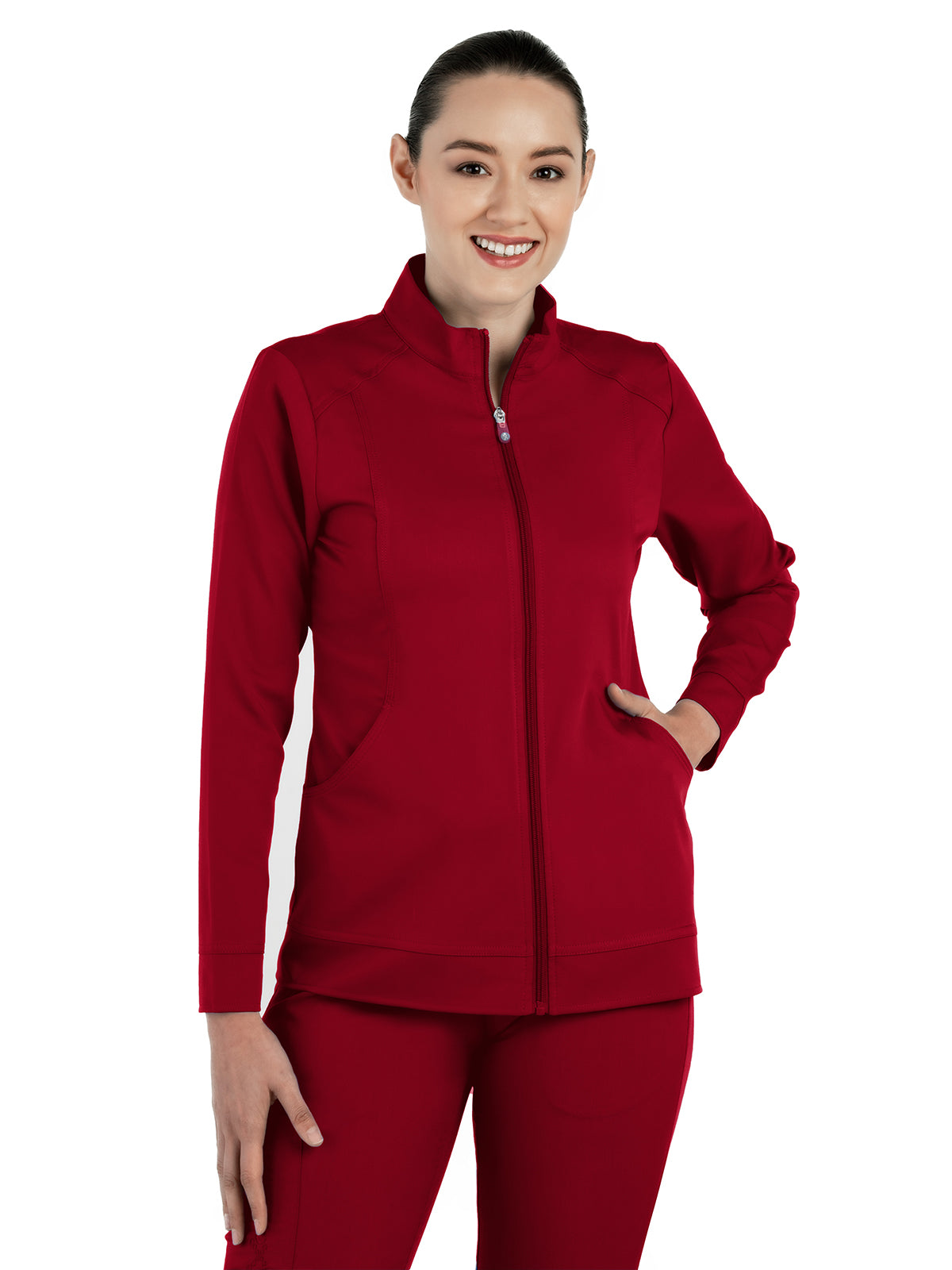 Women's Mandarin Collar Jacket - 1434 - Red