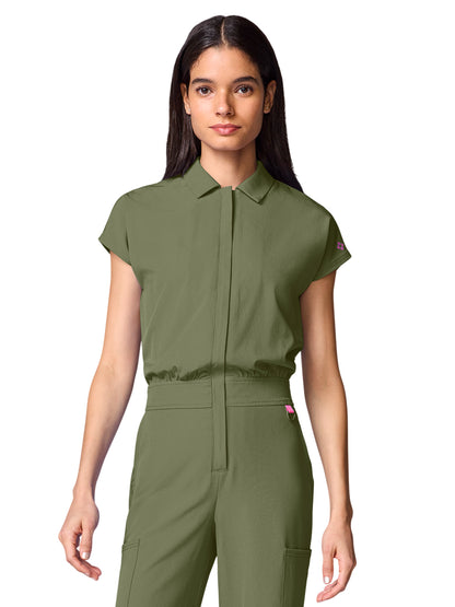 Women's 4-Pocket Wide Leg Bodysuit - 00018 - Olive