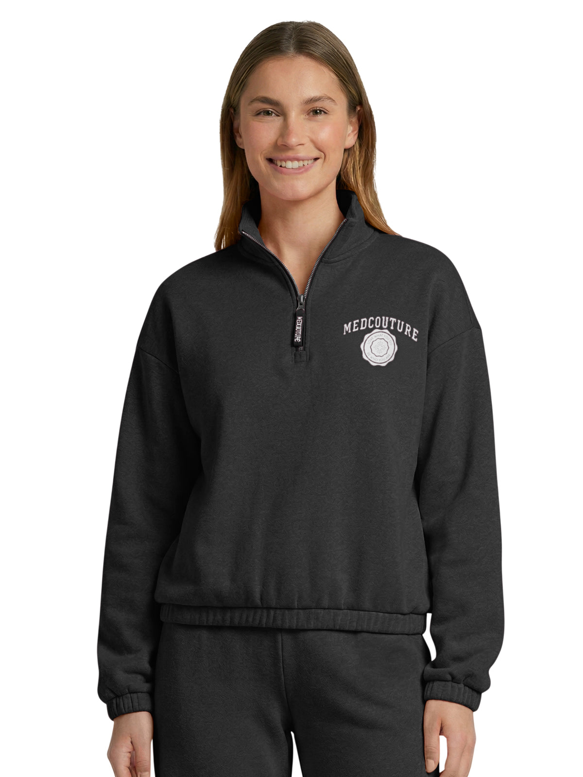 Women's Pocketless Half Zip Pullover - 00026 - Black Heather