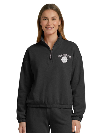 Women's Pocketless Half Zip Pullover - 00026 - Black Heather