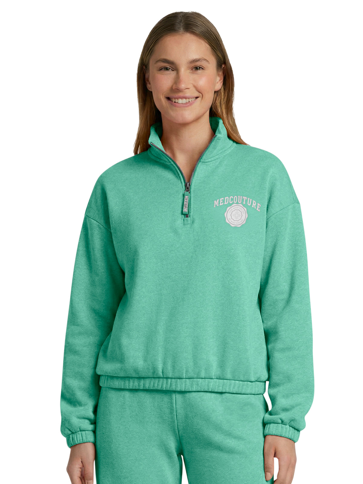 Women's Pocketless Half Zip Pullover - 00026 - Mint Condition Heather