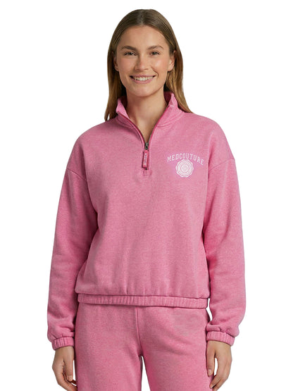 Women's Pocketless Half Zip Pullover - 00026 - Pink Power Heather