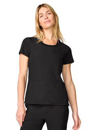 Women's 4-Pocket Round Neck Top - 00027 - Black