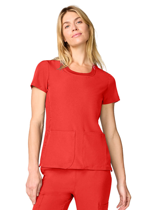 Women's 4-Pocket Round Neck Top - 00027 - One In A Melon