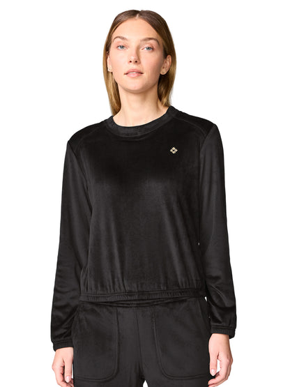 Women's Pocketless Velour Pullover - 00046 - Black