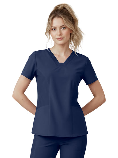 Women's 2-Pocket V-Neck Top - 00077 - Navy
