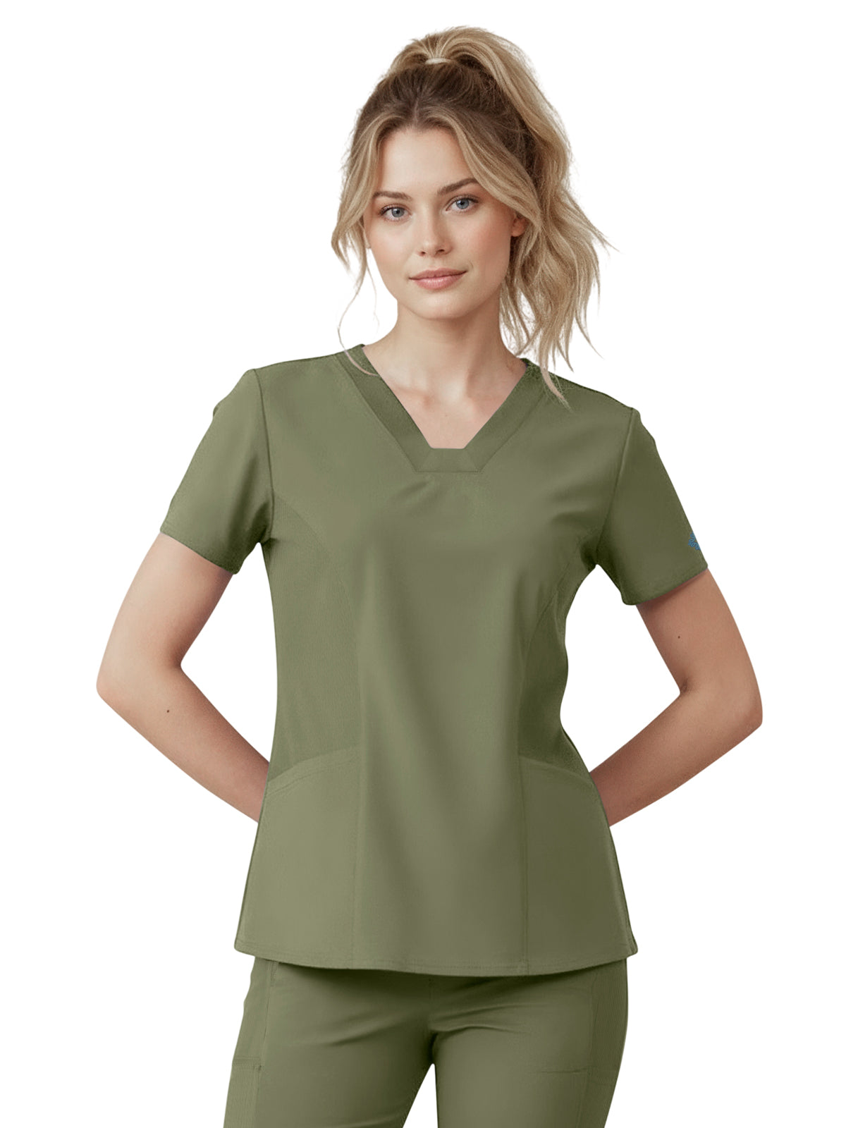 Women's 2-Pocket V-Neck Top - 00077 - Olive