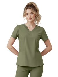 Women's 2-Pocket V-Neck Top - 00077 - Olive