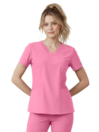 Women's 2-Pocket V-Neck Top - 00077 - Taffy Pink