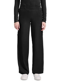 Women's 5-Pocket Ruched Wide Leg Pant - 011 - Black