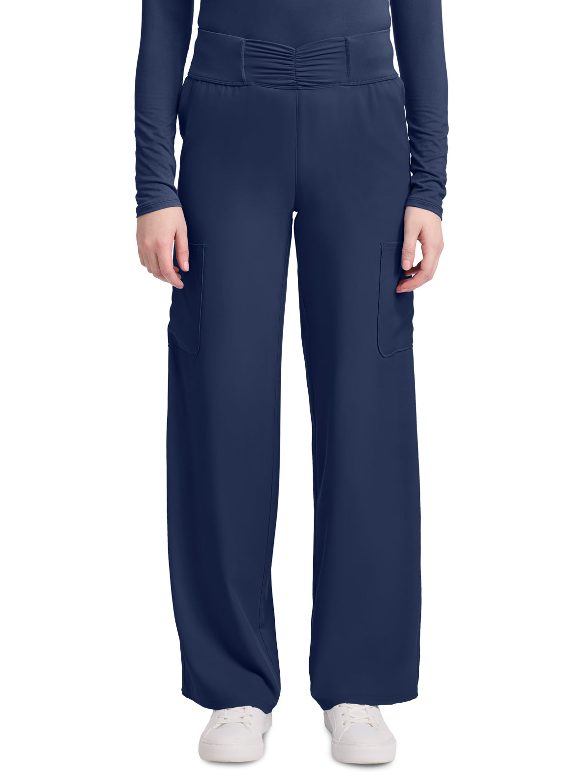 Women's 5-Pocket Ruched Wide Leg Pant - 011 - Navy