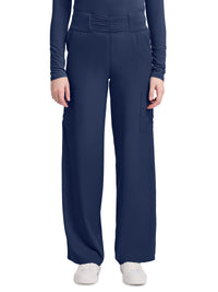 Women's 5-Pocket Ruched Wide Leg Pant - 011 - Navy