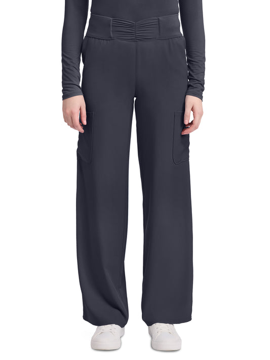 Women's 5-Pocket Ruched Wide Leg Pant - 011 - Pewter