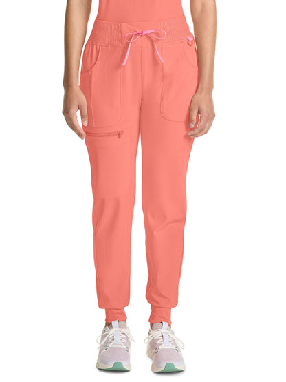 Women's 5-Pocket Mid Rise Jogger Scrub Pant - 102 - Coral Fusion