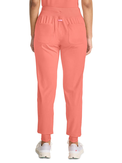 Women's 5-Pocket Mid Rise Jogger Scrub Pant - 102 - Coral Fusion