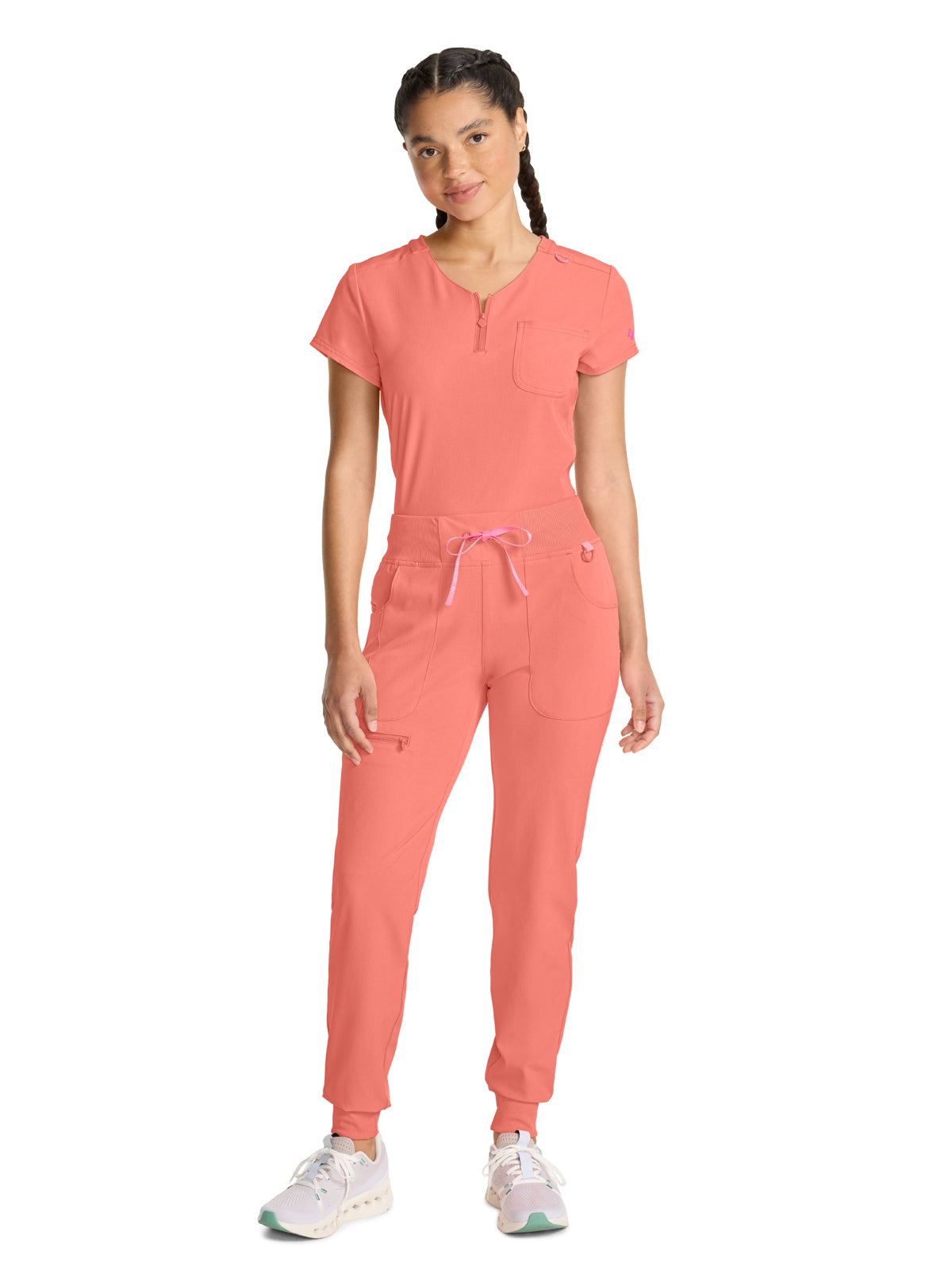 Women's 5-Pocket Mid Rise Jogger Scrub Pant - 102 - Coral Fusion