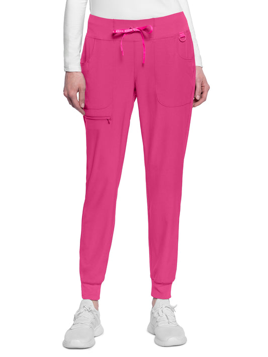 Women's 5-Pocket Mid Rise Jogger Scrub Pant - 102 - Pink Power