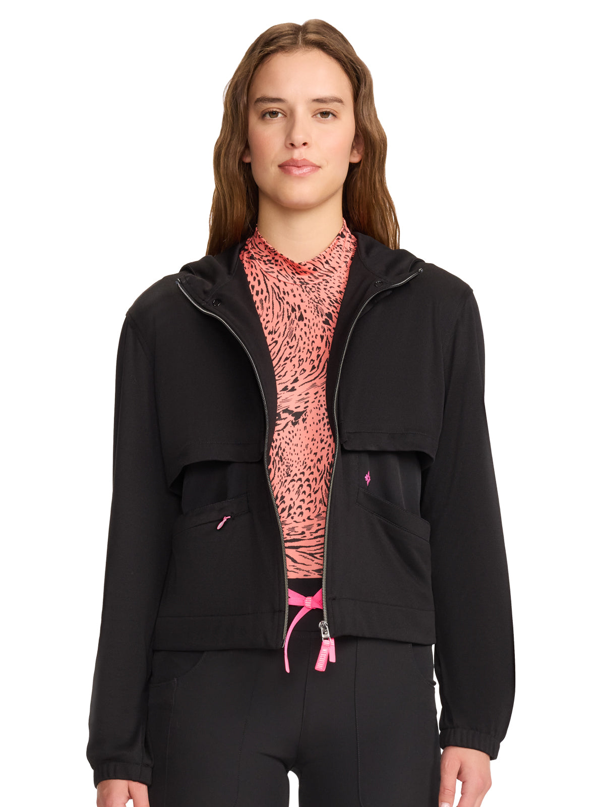 Women's 3-Pocket Convertible Windbreaker Jacket - 302 - Black