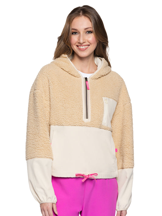 Women's 3-Pocket Two-Tone Zip Pullover Sweatshirt - 315 - Nitro Nude