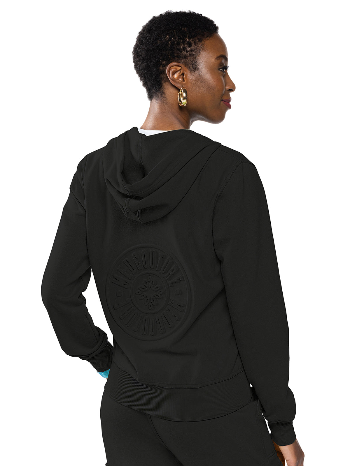 Women's 2-Pocket Zip Front Hoodie Sweatshirt - 316 - Black