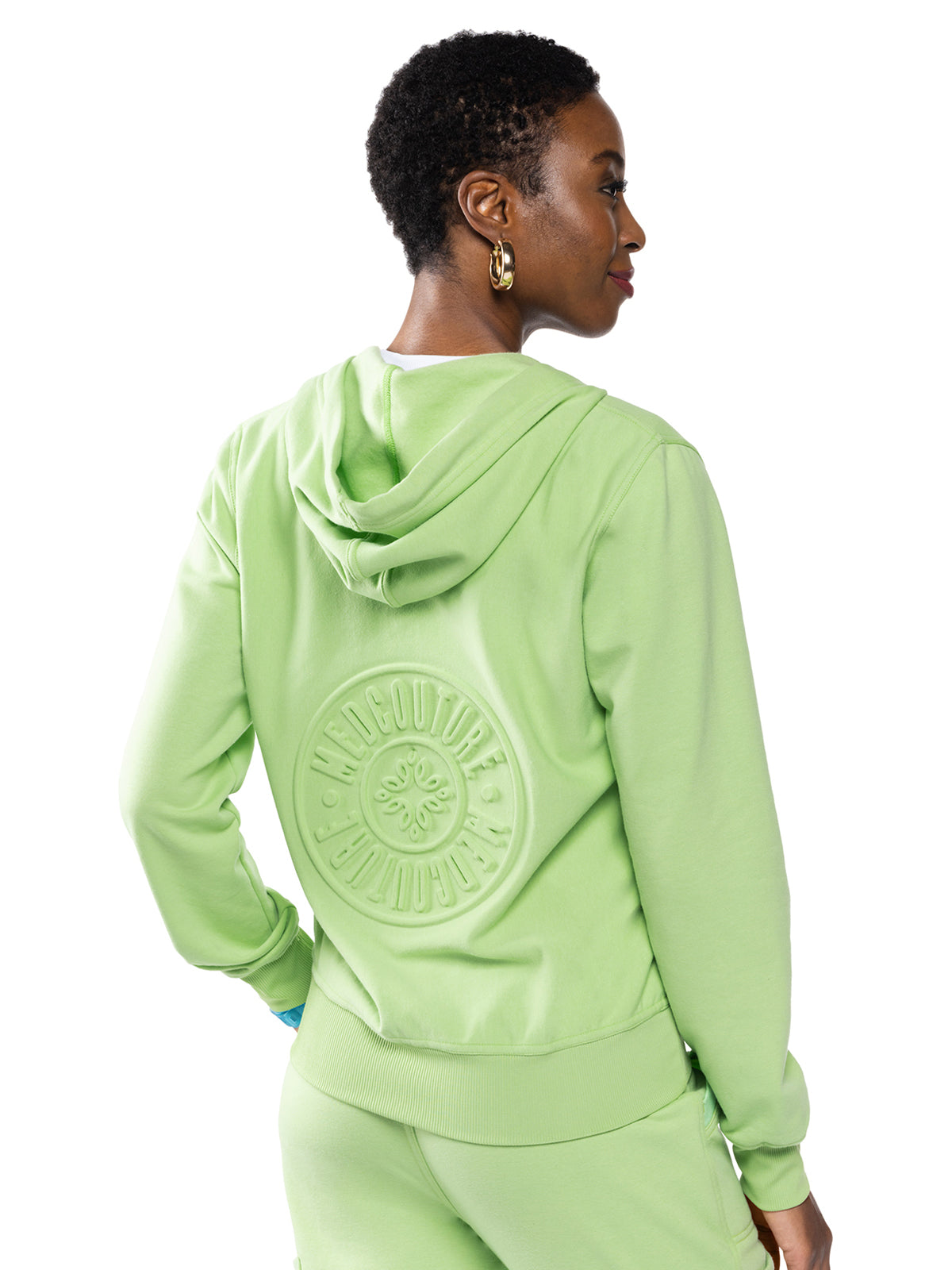 Women's 2-Pocket Zip Front Hoodie Sweatshirt - 316 - Cyber Lime