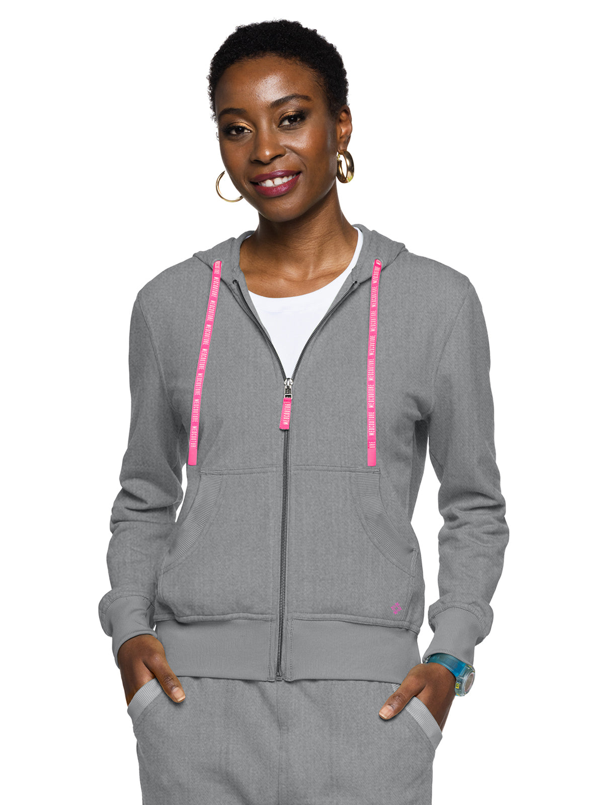 Women's 2-Pocket Zip Front Hoodie Sweatshirt - 316 - Heather Gray