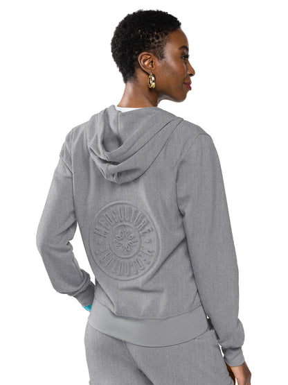 Women's 2-Pocket Zip Front Hoodie Sweatshirt - 316 - Heather Gray