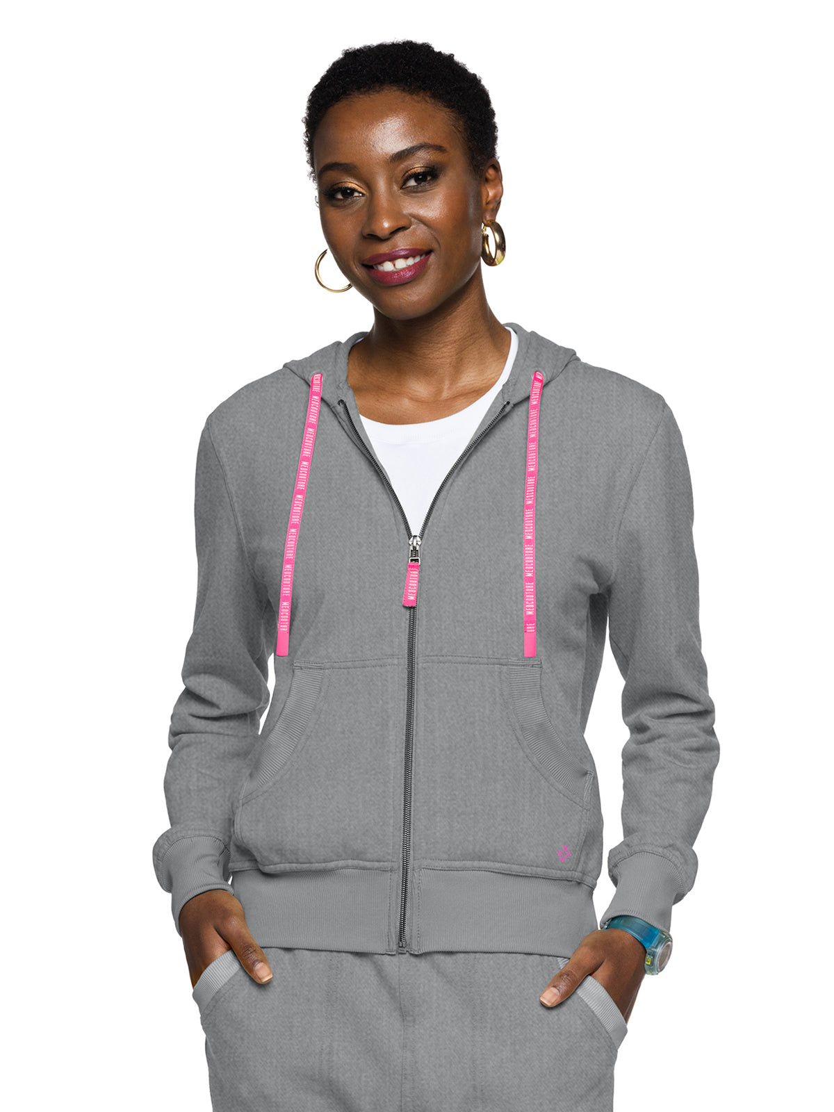 Women's 2-Pocket Zip Front Hoodie Sweatshirt - 316 - Heather Gray