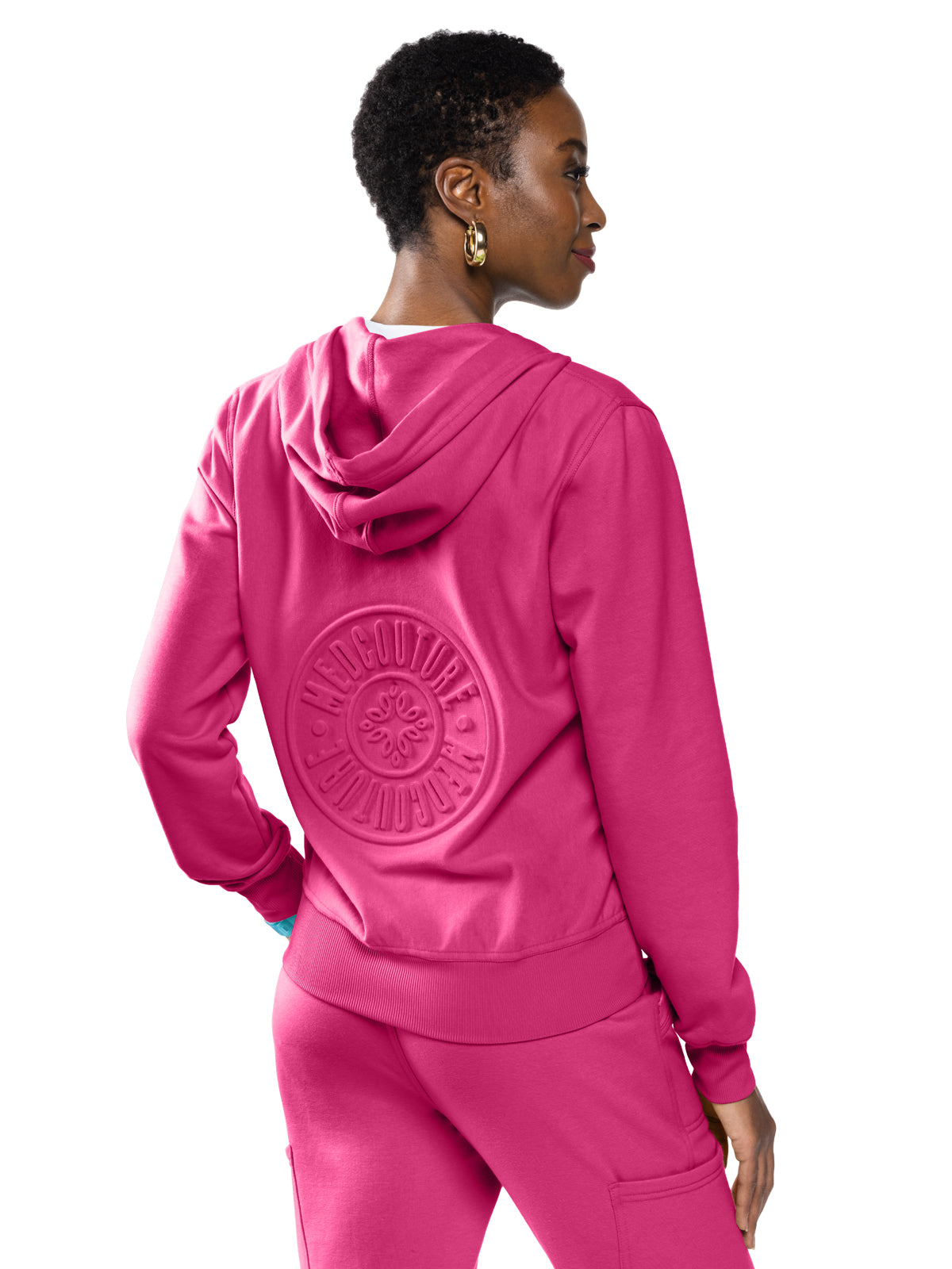 Women's 2-Pocket Zip Front Hoodie Sweatshirt - 316 - Pink Power