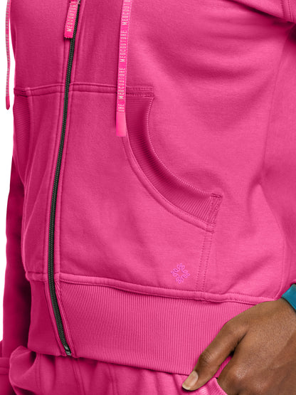 Women's 2-Pocket Zip Front Hoodie Sweatshirt - 316 - Pink Power